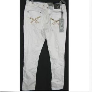 Lia April Embellished Skinny Straight Leg Pants 15